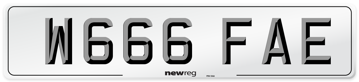 W666 FAE Number Plate from New Reg